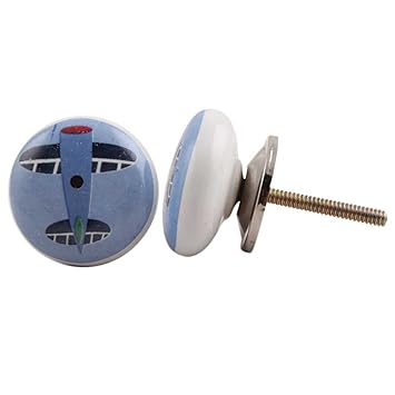 Indian Shelf Handmade Ceramic Aeroplane Cupboard Knobs Kid Drawer