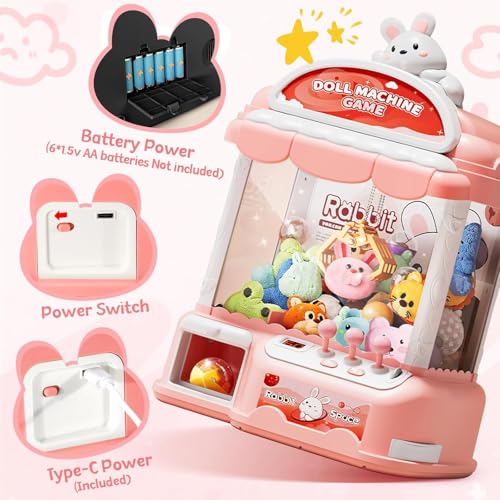 MIAOKE Large Claw Machine for Kids, Musical Electronic Arcade Game Toy | Vending Machine Adjustable Sound, Prize Dispenser Toys, Party Christmas and Birthday Gift for Girls Boys, Light Pink