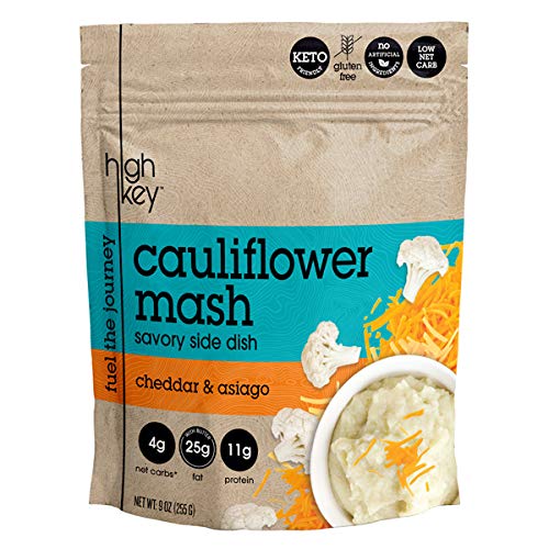 HighKey Snacks Low Carb Keto Food High Protein Cauliflower Mash - Instant Rice or Potatoes Substitute - No Added Sugar, Gluten Free, Savory Products - Diabetic, Atkins & Healthy Diet Foods - Asiago