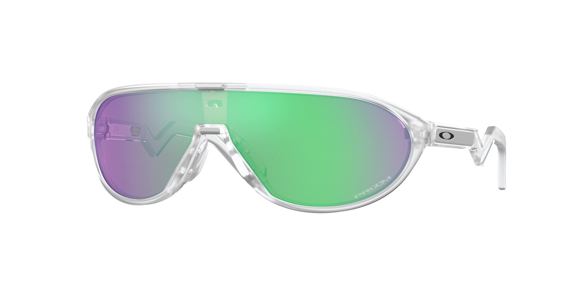 Photo 1 of Oakley Mens OO9467A CMDN Low Bridge Fit Rectangular Sunglasses, Matte Clear/Prizm Road Jade, 33 mm