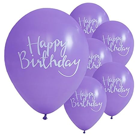 Ginger Ray Happy Birthday 12 Purple Balloons X 10 Party