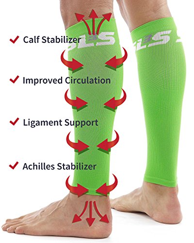 SLS3 FXC Calf Compression Sleeves, Lime Green, Small/Medium