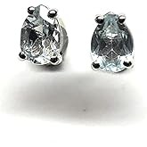 Natural 2ct Blue Aquamarine 925 Solid Sterling Silver Earrings 7mm