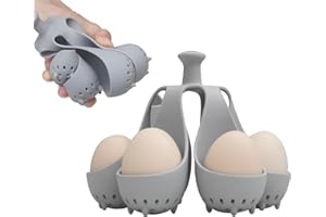 Silicone Egg Boiler Rack, Egg Poacher Egg Boiler Holder Holds 6 Eggs for Easy Cooking and Fridge Storage, Dishwasher Safe