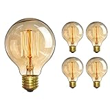 Vintage Edison Bulb, Elfeland Antique Style Incandescent Light Bulbs 60W, Squirrel Cage Filament Light Bulb G80 Classic Amber Glass E26/E27 Medium Base Dimmable (4 Pack)