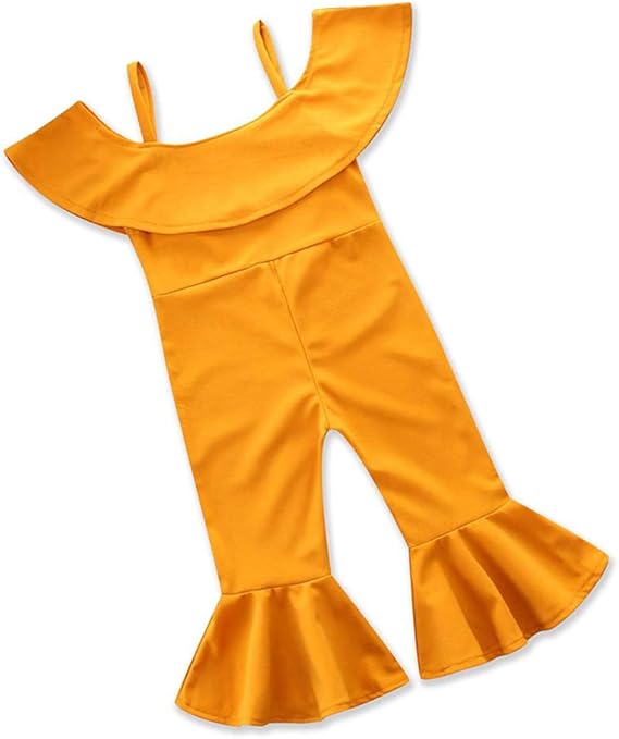 yellow bell bottom jumpsuit