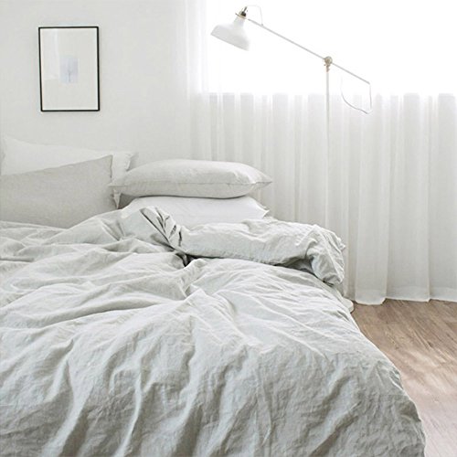 Merryfeel 100% Linen Duvet Cover Set - Full/Queen Grey