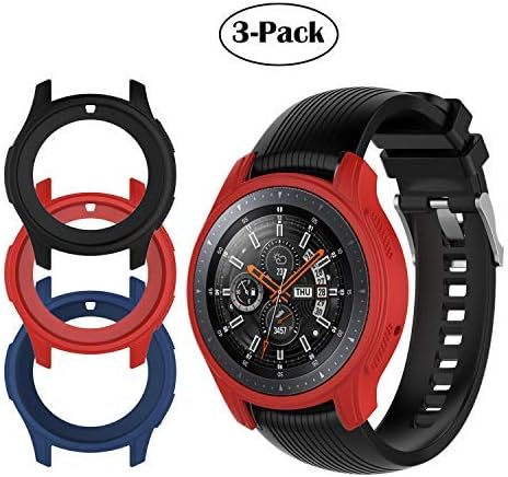 Compatible Samsung Galaxy Watch (46mm) /Gear S3 Frontier Case, [3-Pack] TPU Shock-Proof Protective Bumper Sleeve Protector Case Cover for Galaxy Watch (46mm) /Gear S3 Frontier (Black Red Blue)