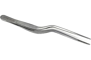 Precision Serrated Lab Tweezers Offset Forceps Narrow Pointed Tips Ideal for Handling Small Objects Within Tight Spaces, Stai