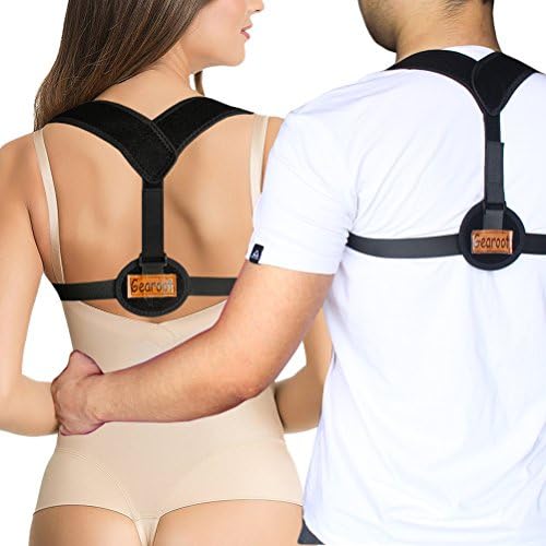 Gearoot Upgraded Posture Corrector with Detachable Pads for Women Men, Shoulder Back Clavicle Support Brace, Thoracic Kyphosis, Shoulder Alignment, Upper Back Pain Relief (28" - 40", Black)