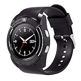 ZOMTOP V8 Sport Bluetooth Round Dial Wrist Smart Watch Camera SIM TF Slot for iOS Android Fashion(Black)