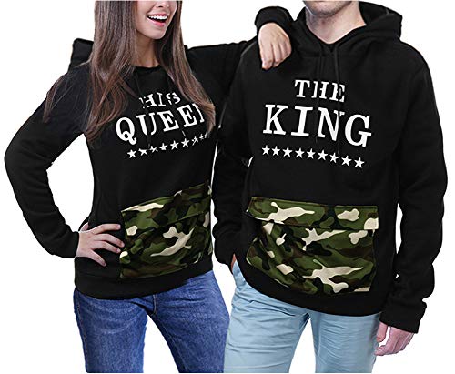 Scofeel Fashion King Queen Hoodies Camouflage Printed Sweatshirt