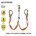 WELKFORDER Double Leg 6-Foot Fall Protection Shock Absorber Stretch Safety Lanyard with Snap & Rebar Hook Connectors ANSI Z359.13-2013 Complaint