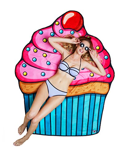 image for BigMouth Inc Giant Pink Frosted Cupcake Beach Blanket, Oversized Beach