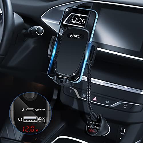 HVDI Car Cigarette Lighter Phone Mount USB C Fast Car Charger Phone