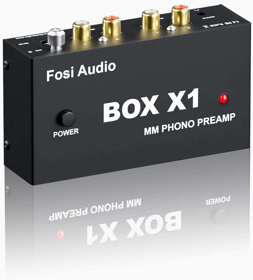 Fosi Audio BOX X1 Phono Preamp MM Turntable 3.5mm Headphone RCA Output
