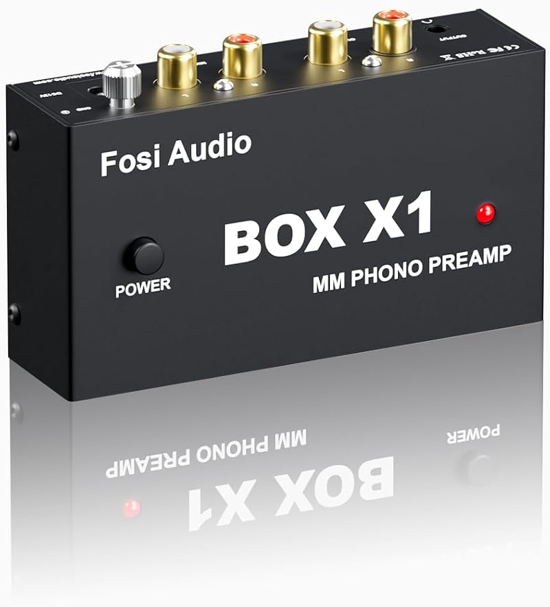 Fosi Audio BOX X1 Phono Preamp MM Turntable 3.5mm Headphone RCA Output