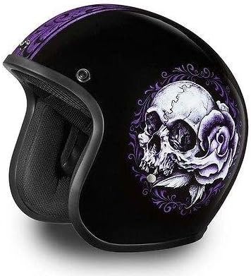 Daytona Low Profile Open Face Purple Skull Gloss Helmet D.O.T. (Medium 55-56cm)