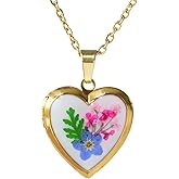 THSOGO Heart Locket Necklace That Holds Pictures Pressed Flower Photo Locket Pendant Necklace for Girl Women Gift for Her