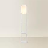 MiniSun White Wooden Floor Lamp with Shelves 159cm 10W Bulb Included