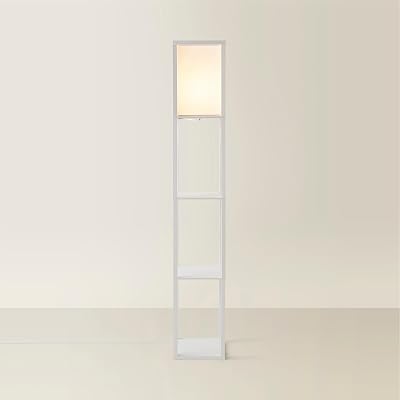 MiniSun White Wooden Floor Lamp with Shelves 159cm 10W Bulb Included