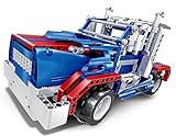Bo Toys R/C 2 in 1 Sports car and Semi-trailer truck Building Bricks Radio Control Toy, 455 Pcs DIY Kit with USB Rechargeable Battery, Construction Build It Yourself Toys