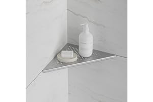 Neodrain Brushed Corner Wall Shelf, 10 Inch Floating Corner Shelf for Wall, 304 Stainless Steel Recessed Corner Shelf Bathroom Shelf Rack for Tiled Wall,No Drilling