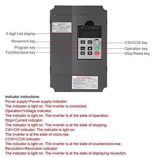 image for fosa Variable Frequency Drive, VFD Speed Controller for 3-Phase 2.2kW 