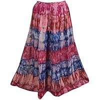 Mogul Interior Womens Long Skirt Vintage Tie Dye Flirty Boho Summer Built for Brilliance A-Line Skirt S/M/L