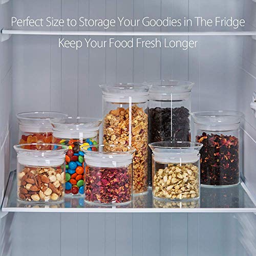 ZENS Glass Canister with Airtight Lid, 8 Fluid Ounce Small Clear Jars Containers for Kitchen Spice Herbs or Bathroom,250 ML