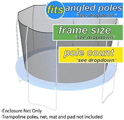 Trampoline Replacement Net | Rectangle 15' x 9' | Fits 8 Poles | Using Straps