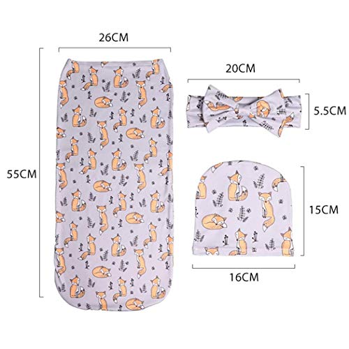 DREAMVAN Newborn Baby Toddler Swaddle Wrap Sleeping Bag Cap Headband Set Gifts Blankets & Swaddling