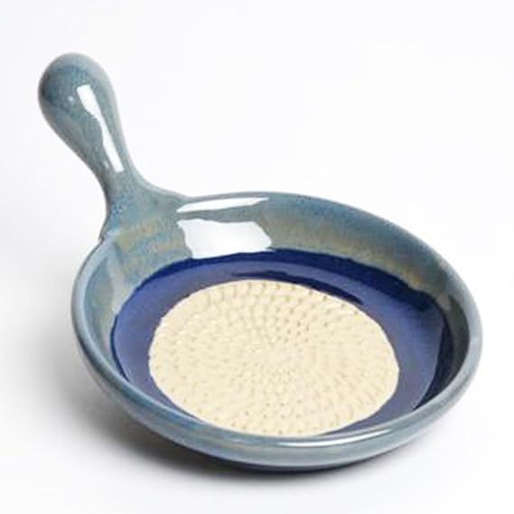 Garlic Grater; Stoneware Garlic Mincer with Handle By