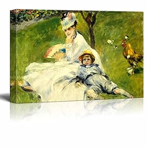 Madame Monetand her Son by Pierre Auguste Renoir - Canvas Print Wall Art Famous Oil Painting Reproduction - 12" x 18"