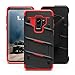 Zizo Bolt Cover - Case for Samsung Galaxy S9 with Military Grade + Glass Screen Protector & Kickstand and Holster (Black/Red)