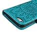 MOLLYCOOCLE iPhone SE 5S 5 Case, Wallet Case Embossed Sunflower Blue PU Leather Kickstand Magnetic Flip Folio Card Holders Slots Hand Strap Cover Case for iPhone SE 5S S