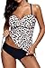 AlvaQ Women's Leopard&Fuzzy Striped Print Swimsuits Two Picec Tankini S-3XL