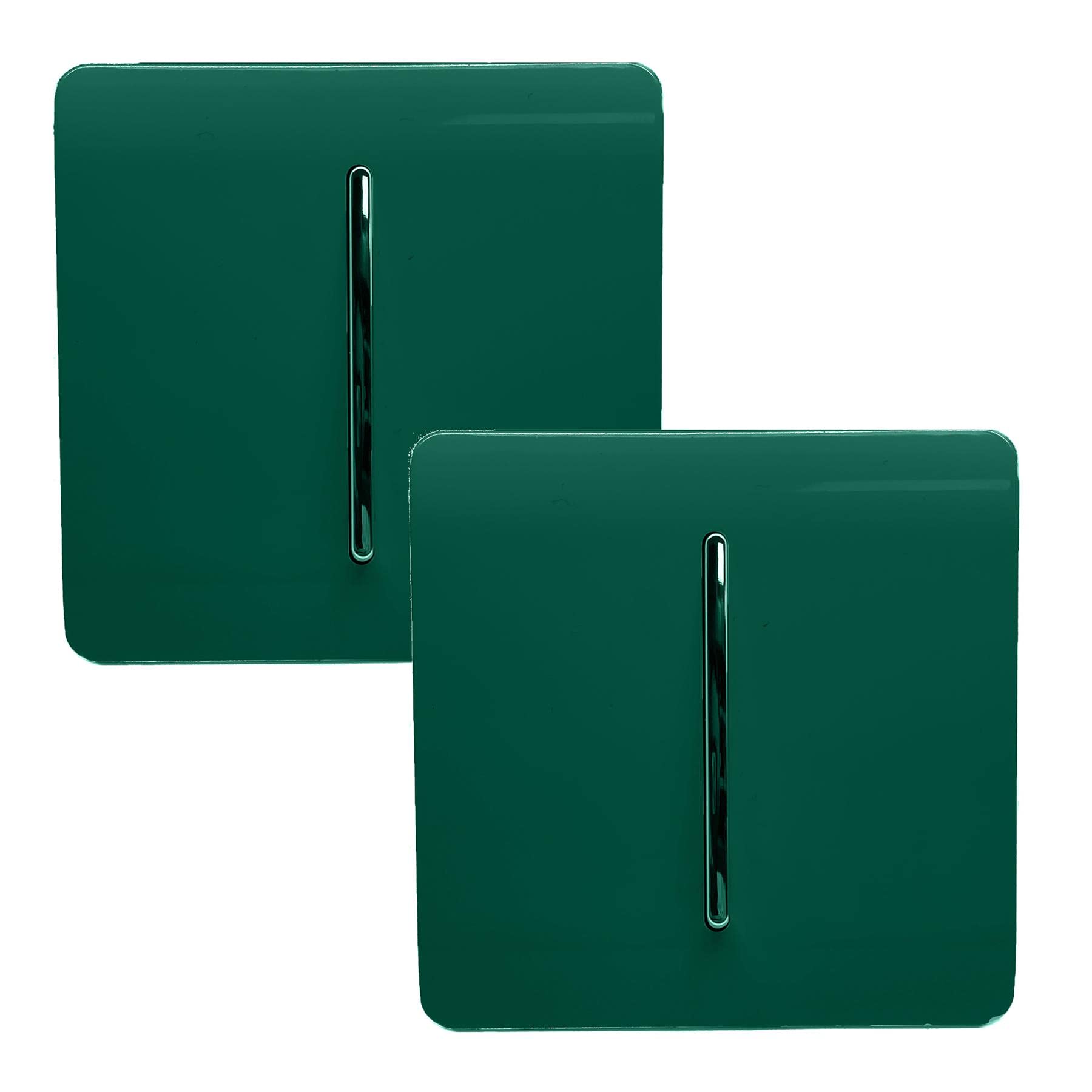 Trendi 1 Gang 2 Way Artistic Modern Glossy 10 Amp Rocker Tactile Light Switch Dark Green (2 Pack)