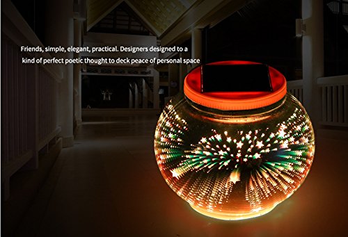 Color Changing Solar Powered Glass Ball Garden Lights, Aukora Solar Table Lights Waterproof Solar Led Night Light for Patio Garden Halloween Christmas Outdoor Decoration, Ideal Gift(Star Pattern) - Thumbnail 7