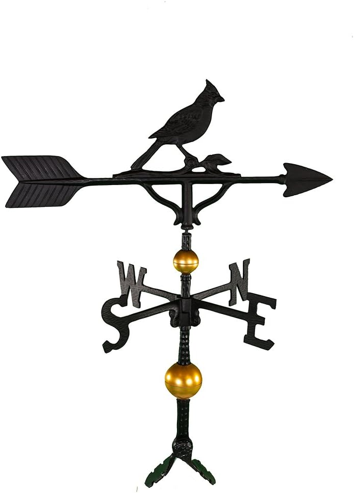 Weathervanes - Montague Metal Products 32-Inch Deluxe Weathervane with Satin Black Cardinal Ornament