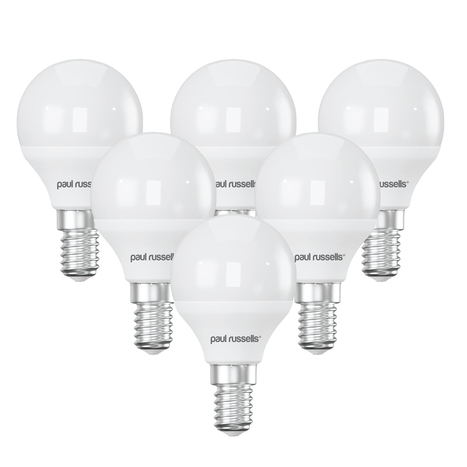 paul russells LED Light Small Edison Screw E14, 40w Equivalent, 4.9W 470 Lumens LED Bulbs, 2700K Bright Warm White, Mini Globe Frosted G45 SES Golf Ball Energy Saving (Not Dimmable) Lightbulbs, 6 Pack