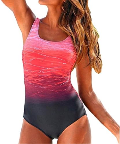 Women's Retro Elastic High Waist Bikini Set Chic Swimsuit High Cut Low Back One Piece Bathing Suits (L, S03-Hot Pink)
