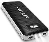 Portable Charger, Villain 20000mAh Power Bank - Built-in LED Flash Lights and LED Display - External Battery Pack with Dual USB Ports - Ideal Backup Battery for iPhones, Androids, More
