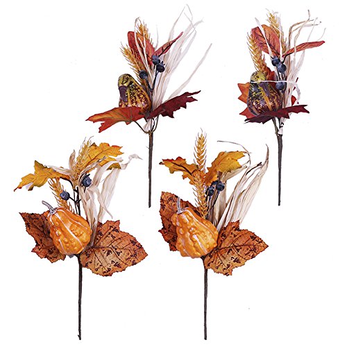 Valery Madelyn Fall Decorations, 4 Packs Fall Artificial Picks with Gourd and Leaf for Home Decor, Harvest Decor,Crafting and Displaying - Thumbnail 7