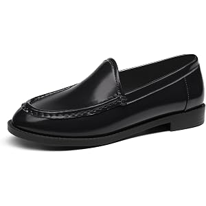 Coutgo Loafers for Women Slip On Flats Closed Toe Business Casual Shoes | Comfortable, Soft, Block Low Heel, Dressy Shoes, No