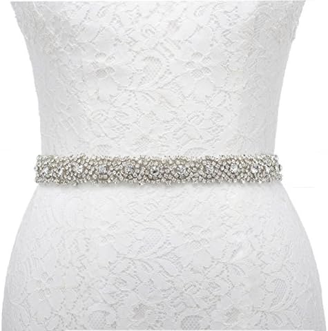Handmade Dazzling Rhinestone Wedding Party Prom Sash Bridal Belt For Women, Drill tail (snowy white)