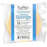 ForPro Compressed Cellulose Sponge, Round Face and Body Sponge, Natural Yellow, 2.75”, 12-Count