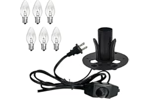 BUBYVV Salt Lamp Cord,Salt Lamp Cord and Base Assembly & Clip for All Himalayan Crystal Salt Lamps -6 Free 15W E12 Base Bulbs for Salt Lamp (1P)