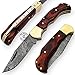 Dollar Wood 6.5'' 100% Handmade Damascus Steel Folding Pocket Knife 100% Prime Quality Back Lock