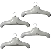 NewFerU Inflatable Hanger for Travel X 4, Air Blow up Clothes Hangar | Drying White Round Shoulder with Metal Hook, Compact, Space Saving, Foldable, Portable, Non Slip for Hand Wash Laundry